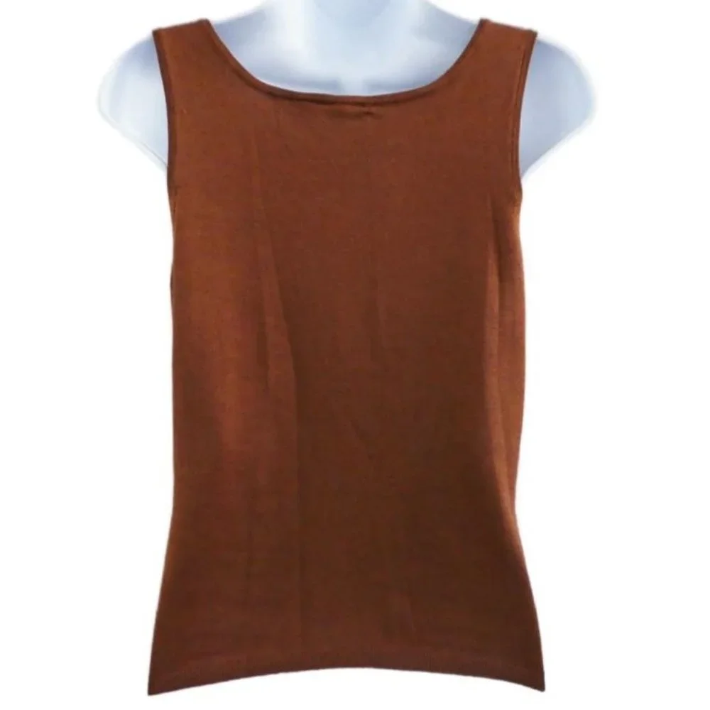 Vintage Newport News SiLK Sequin Tank Top Brown Jeanology Collection Disco M